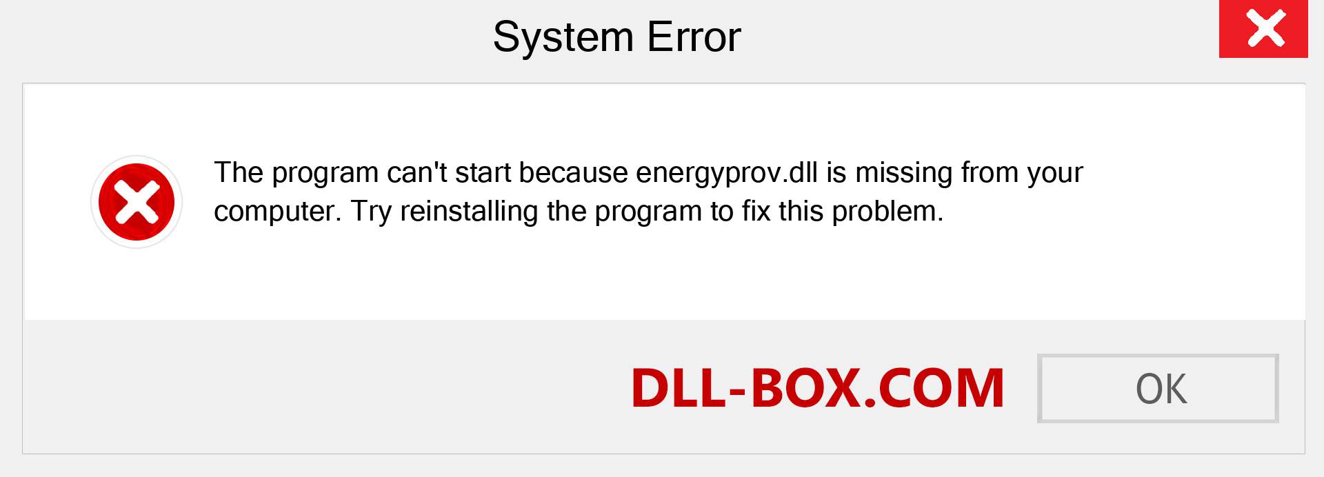  energyprov.dll file is missing?. Download for Windows 7, 8, 10 - Fix  energyprov dll Missing Error on Windows, photos, images